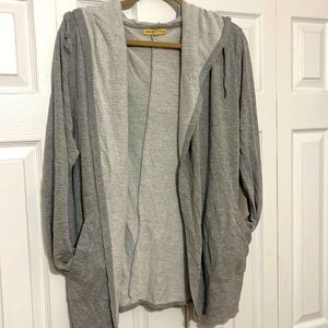 Mesh & Lace Grey Hoodie Yoga wrap Size Large.